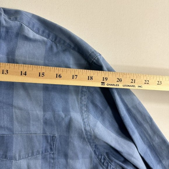 Peter Millar Blue Plaid Check 100% Linen Button-down Shirt Mens Size Large Prep - Picture 8 of 9